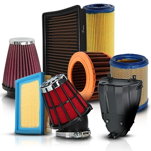 Différents filtres à air pour motos, disponibles en différentes formes, couleurs et modèles.